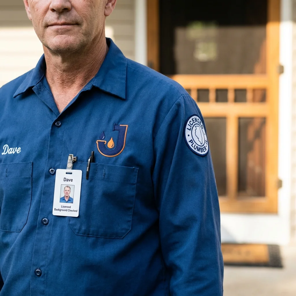 Licensed plumber showing ID badge in Newland, NC