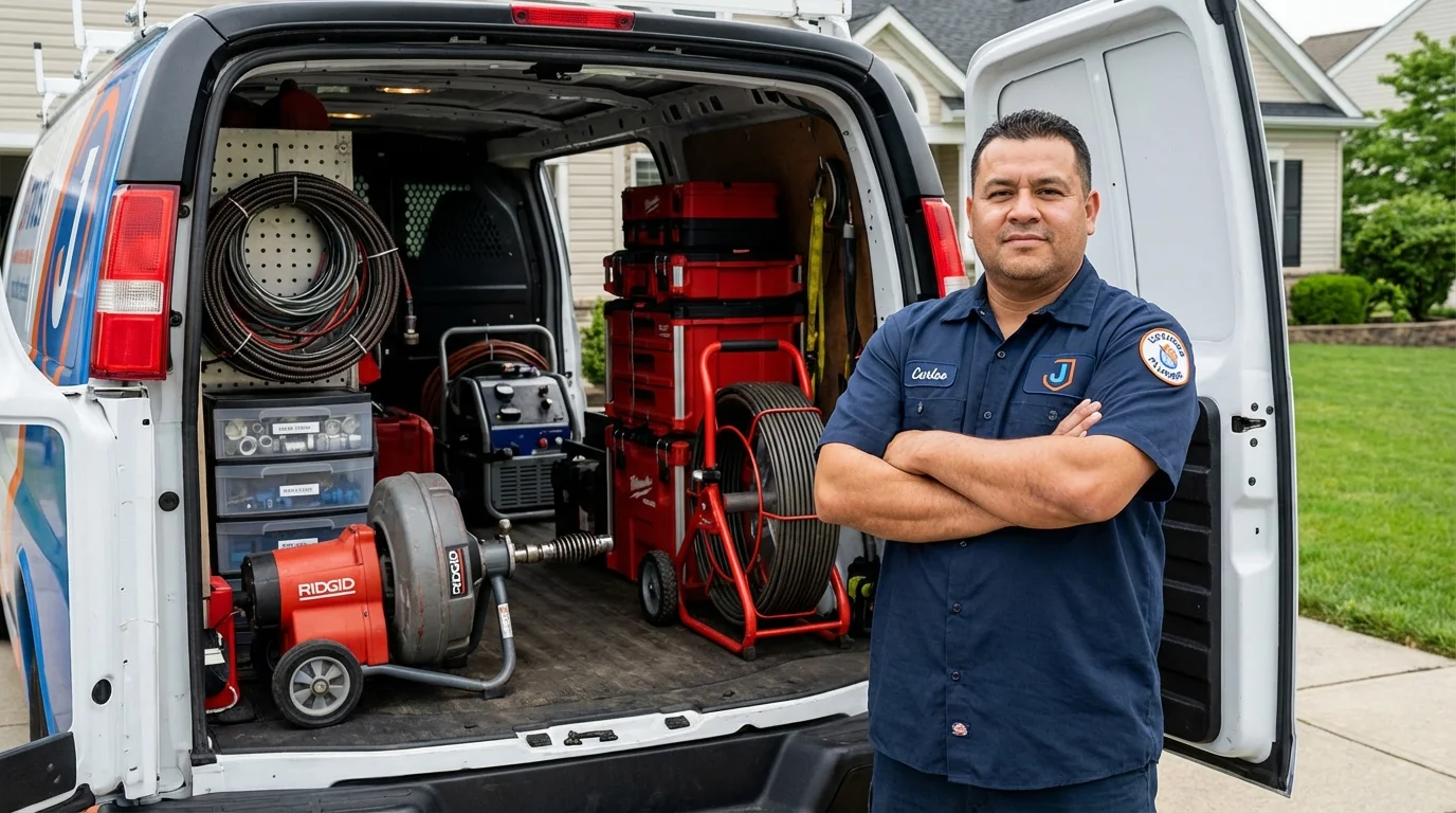 Professional drain cleaning equipment and Johns Plumbing LLC plumber in Newland